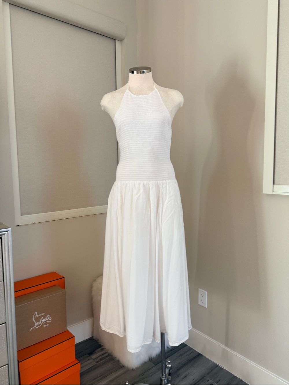 Aritzia White Halter Midi Dress